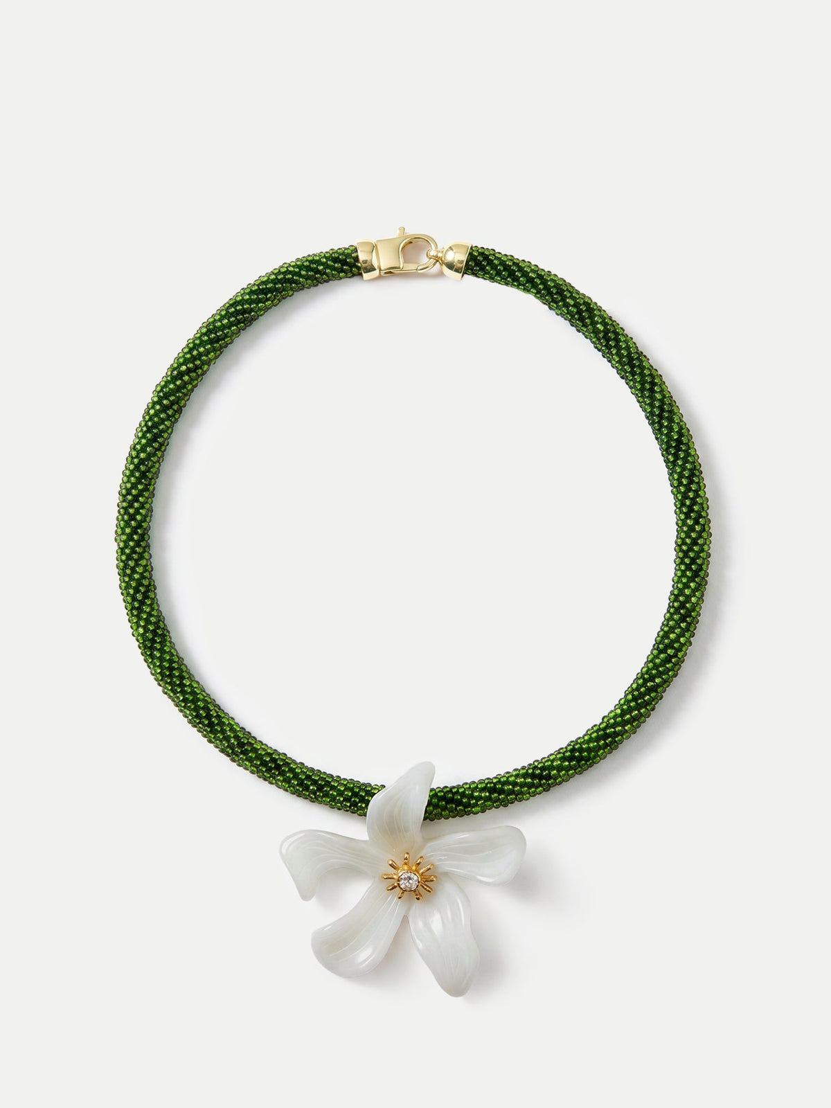 Flower Pendant Beaded Necklace
