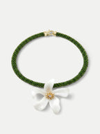Flower Pendant Beaded Necklace