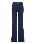 Crosbie Slim Wide-Leg Button-Seam Jean