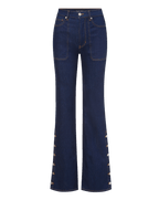 Crosbie Slim Wide-Leg Button-Seam Jean