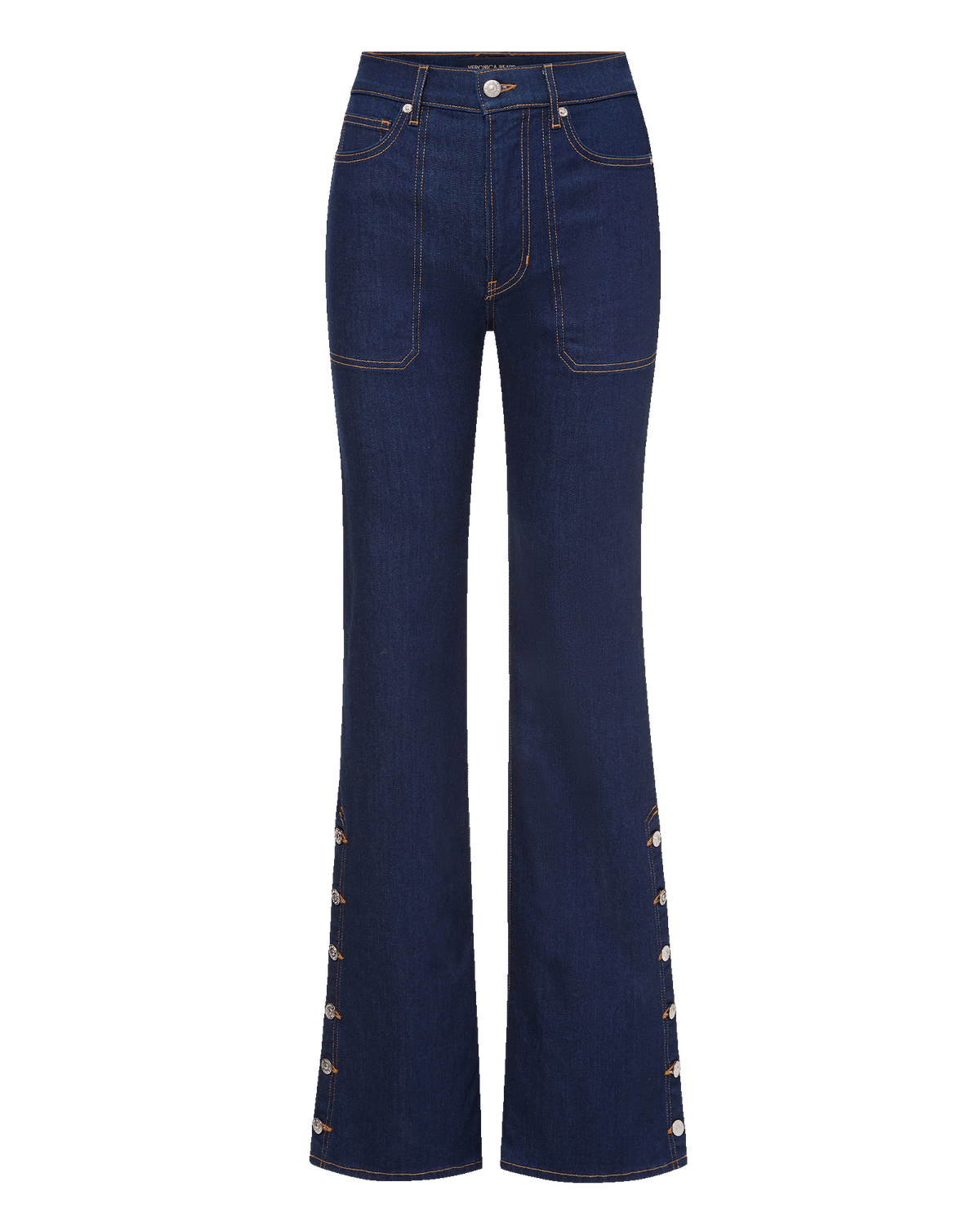Crosbie Slim Wide-Leg Button-Seam Jean