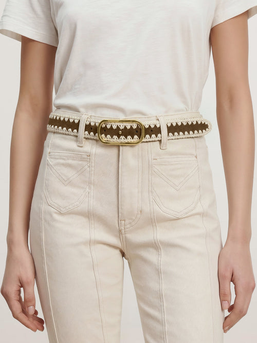 Ceinture en daim surpiquée avec boucle