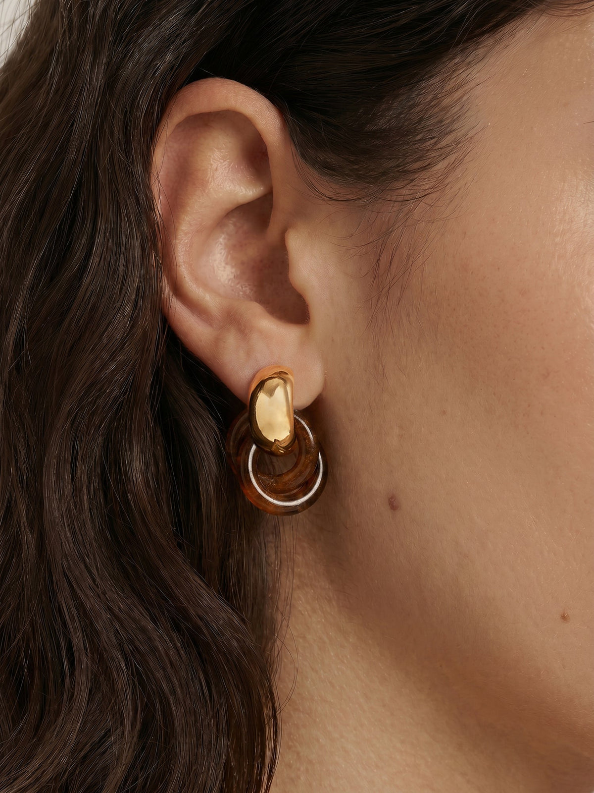 Resin Link Drop Hoop Earring