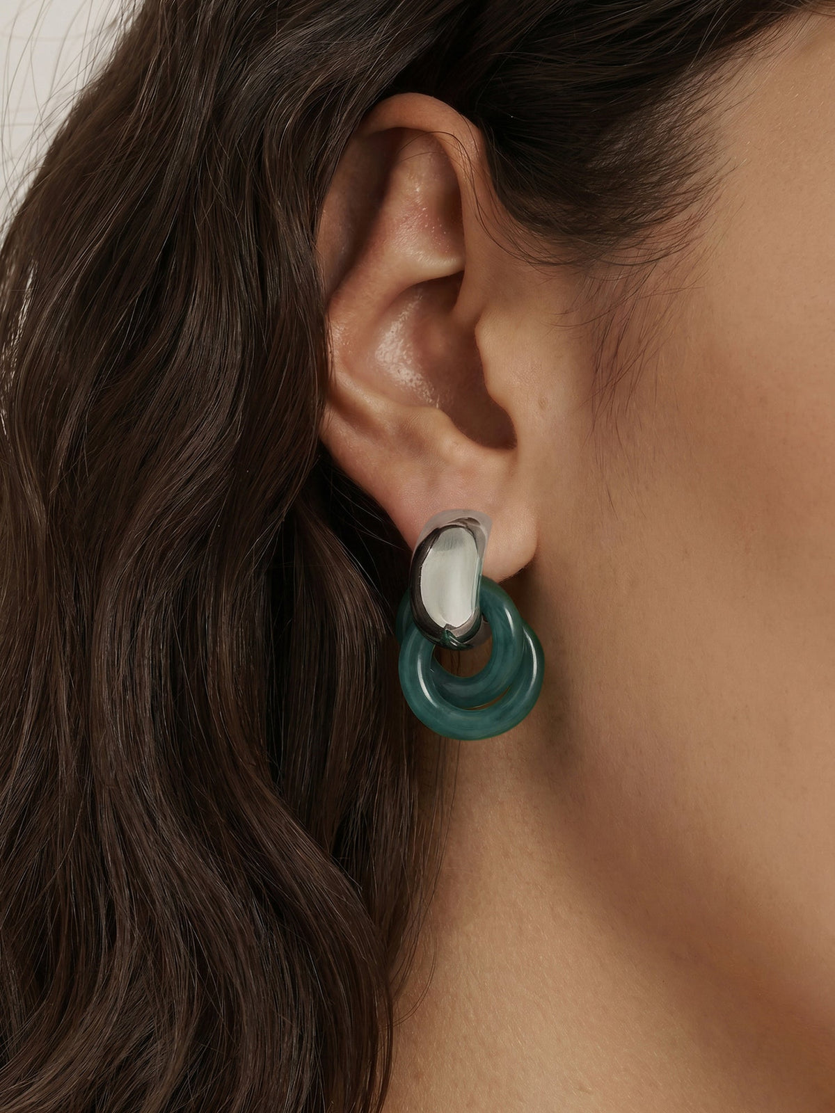 Resin Link Drop Hoop Earring